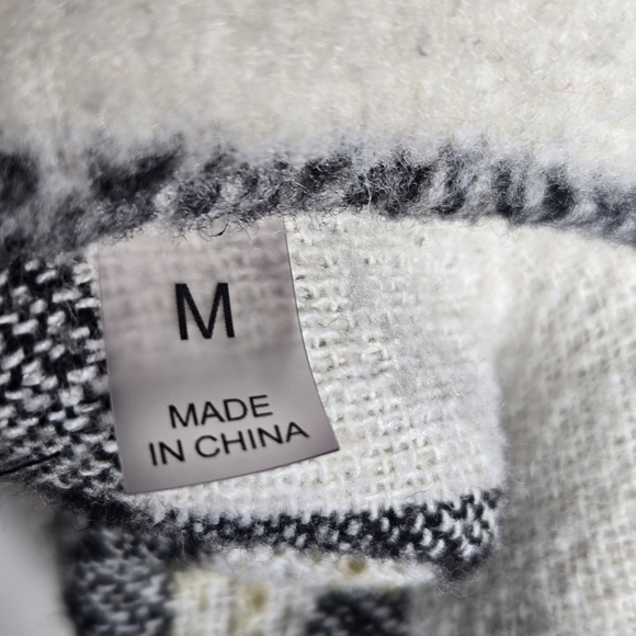 Bagatelle Checkered Teddy Jacket in Cream, Pink, and Black - Picture 7 of 14